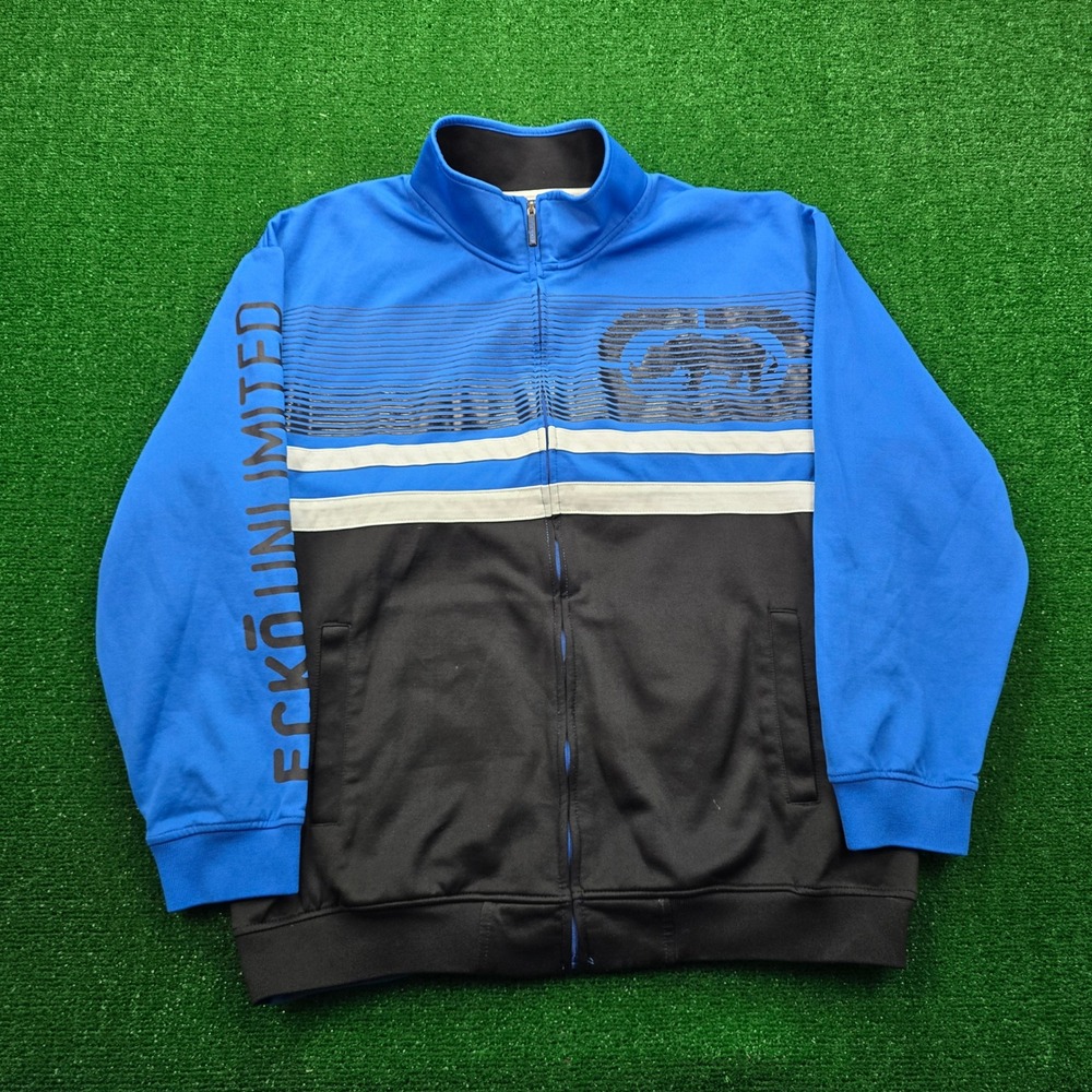 Ecko Unltd Track Jacket Mens 3XL Colorblock Full Zip Streetwear‎ Y2K Rhino Logo